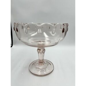Vintage Indiana Glass Pastel Pink Teardrop Fruit Bowl Compote